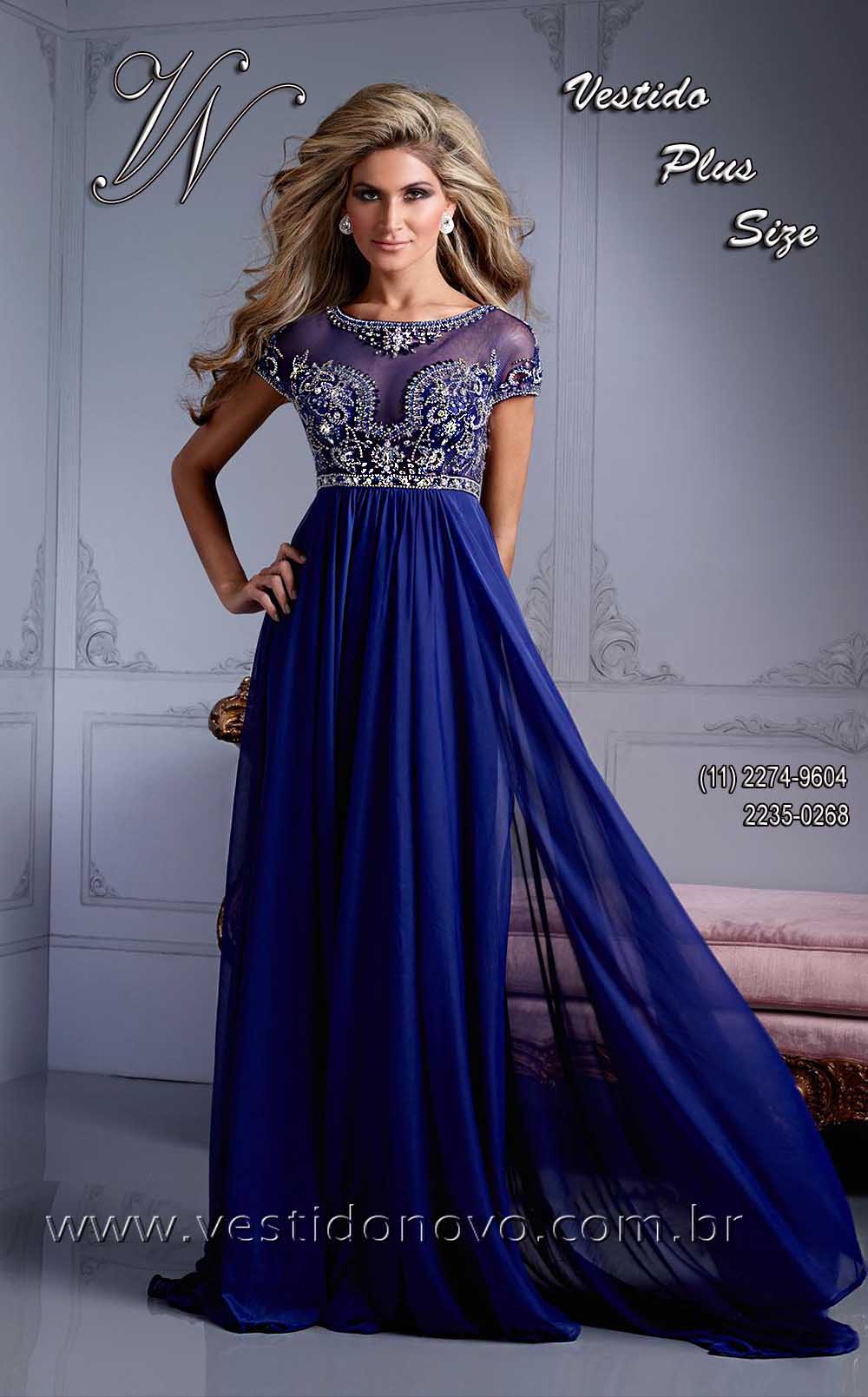 vestido azul royal, brilho e pedraria, me de noiva plus size, manga curta, zona sul de So Paulo, aclimao