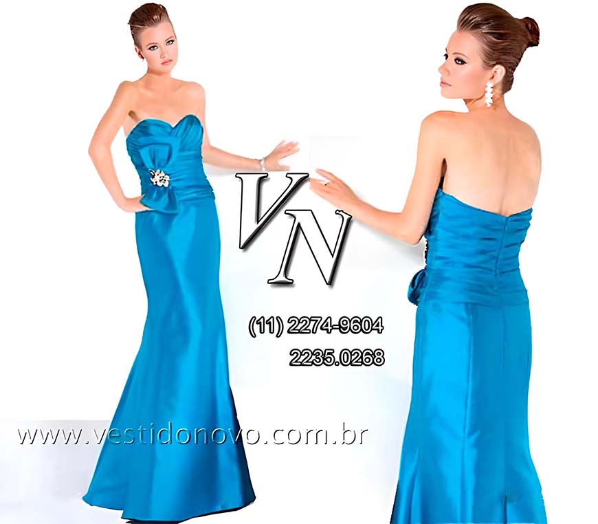 Vestido azul tiffany em cetim importado, tamanho grande, plus size