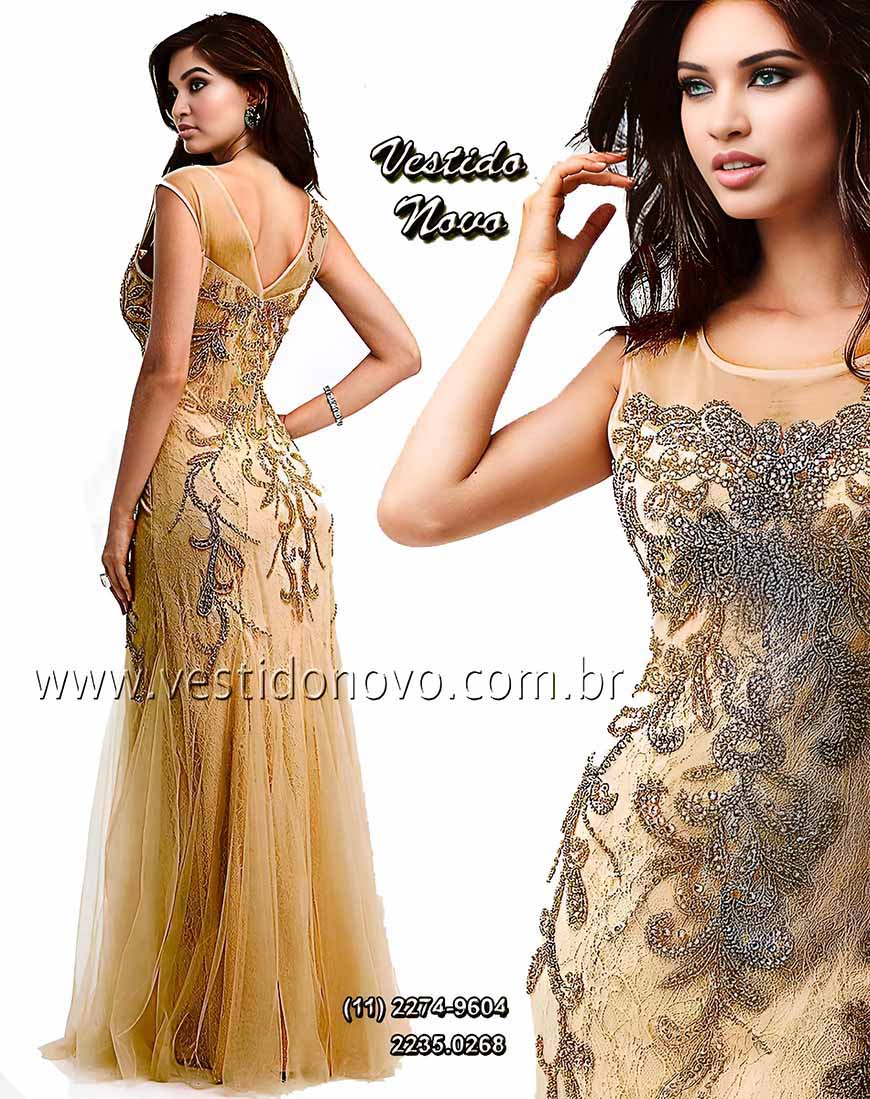 vestido dourado com nude me do noivo plus size  , LOJA VESTIDO NOVO