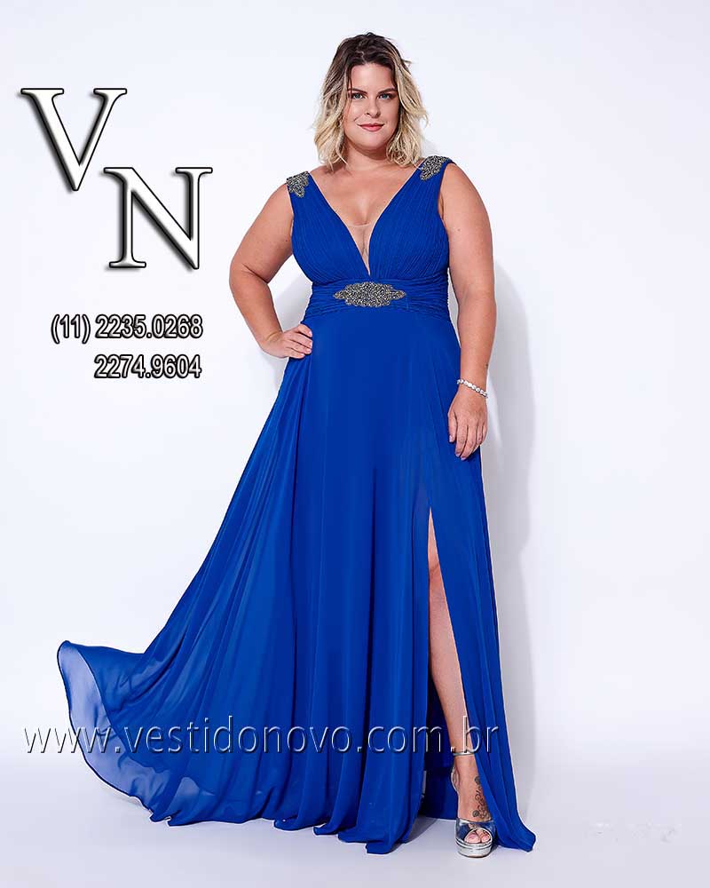vestido azul royal mãe do noivo plus size , LOJA VESTIDO NOVO zona sul