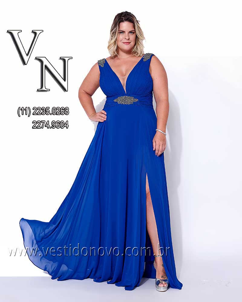 vestido azul royal me do noivo plus size , LOJA VESTIDO NOVO zona sul